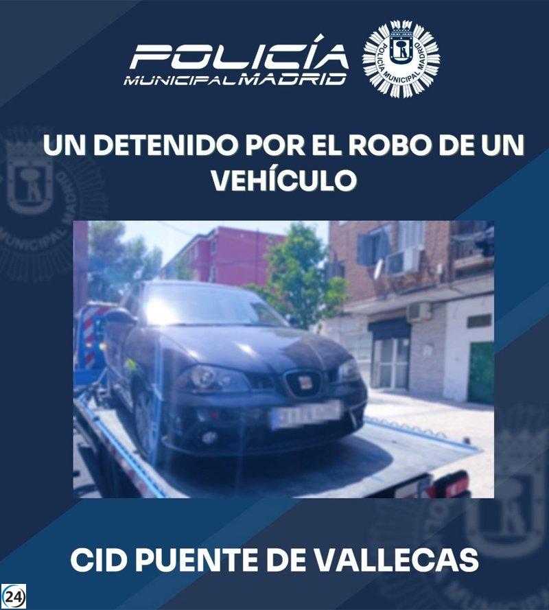 Arrestan a un hombre en Puente de Vallecas tras una intensa persecución con un vehículo robado.