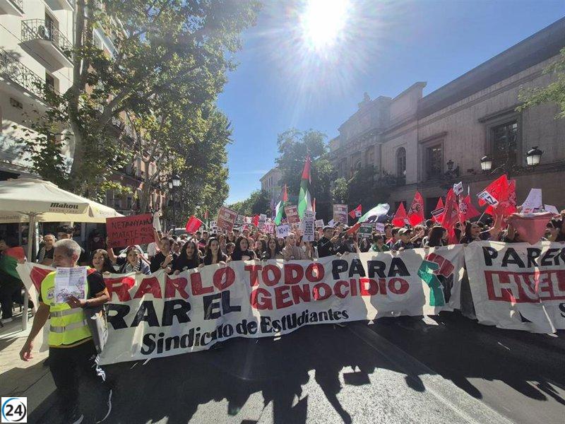 Estudiantes en Madrid protestan por Palestina: 