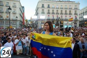 Ayuso aplaude el fin del régimen de Maduro y el regreso democrático en Venezuela junto a María Corina Machado.