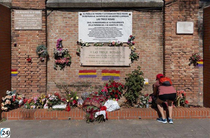 Pedro Sánchez condena el vandalismo en la tumba de las Trece Rosas en Madrid.
