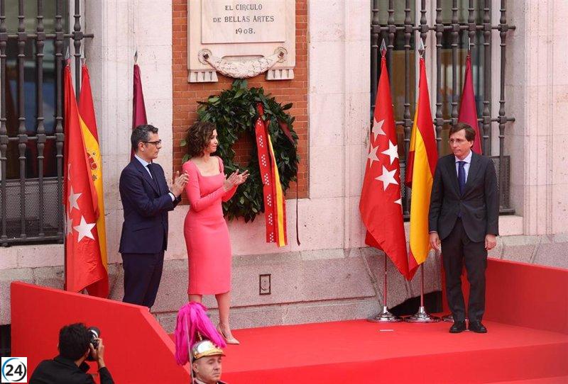 Ayuso preside un polémico Dos de Mayo en medio de tensiones con el Gobierno por manifestación y representación institucional.