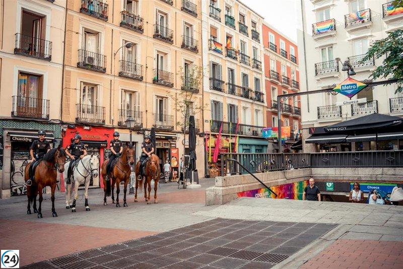 Más de 3.700 policías nacionales velarán por la seguridad en el Orgullo madrileño ante un aumento de asistentes.