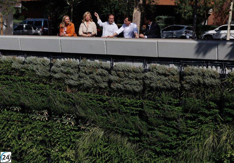 La M-30 acoge un jardín vertical de 3.250 m2, con vegetación que absorbe contaminación.